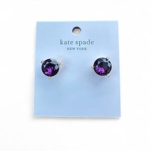 NWT Gold Tone with Amethyst Purple Crystal Stones Kate Spade Stud Earrings